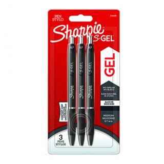 Sharpie, gélové pero S-Gel, čierne, 3ks, 0.7mm