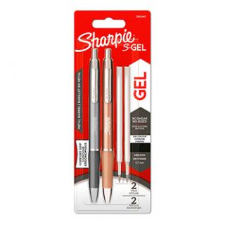 Sharpie, gélové pero S-Gel Metal, čierne, 2ks, 0.7mm, navyše 2 náplne