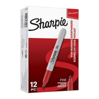 Sharpie, popisovač Fine, červený, 12ks, 0.9mm, permanentná