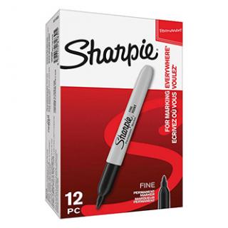 Sharpie, popisovač Fine, čierny, 12ks, 0.9mm, permanentná