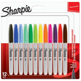 Sharpie, popisovač Fine, mix farieb, 12ks, 0.9mm, permanentná, blister