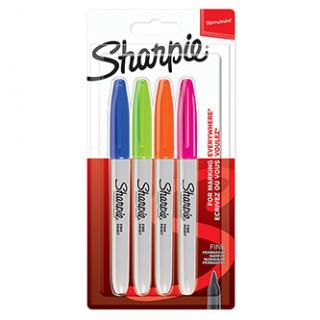 Sharpie, popisovač Fine, mix farieb, 4ks, 0.9mm, permanentná, blister