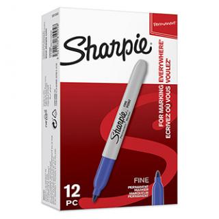 Sharpie, popisovač Fine, modrý, 12ks, 0.9mm, permanentná