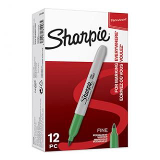 Sharpie, popisovač Fine, zelený, 12ks, 0.9mm, permanentná