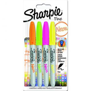 Sharpie, popisovač Neón, mix farieb, 4ks, 1.4mm, permanentná