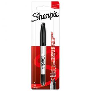 Sharpie, popisovač twin tip, čierny, 1ks, 0.5/0.9mm, permanentná, blister