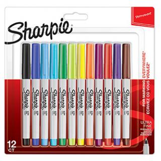 Sharpie, popisovač Ultra Fine, mix farieb, 12ks, 0.5mm, permanentná