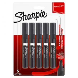 Sharpie, popisovač W10, čierny, 5ks, 1.5-5mm, permanentná, blister