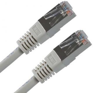 Sieťový LAN kabel FTP patchcord, Cat.5e, RJ45 samec - RJ45 samec, 0.5 m, tienený, šedý, economy