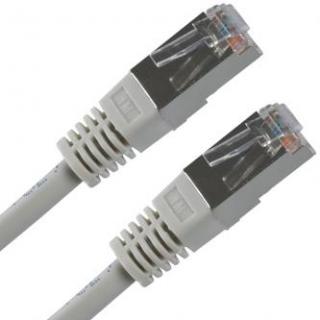 Sieťový LAN kabel FTP patchcord, Cat.5e, RJ45 samec - RJ45 samec, 10 m, tienený, šedý, economy