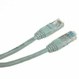 Sieťový LAN kabel UTP crossover patchcord, Cat.5e, RJ45 samec - RJ45 samec, 1 m, netienený, krížený, šedý, k prepojeniu 2 PC, econ