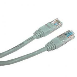 Sieťový LAN kabel UTP crossover patchcord, Cat.5e, RJ45 samec - RJ45 samec, 15 m, netienený, krížený, šedý, k prepojeniu 2 PC, eco