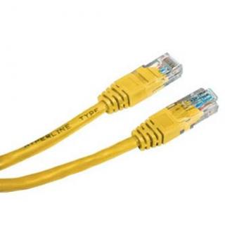 Sieťový LAN kabel UTP patchcord, Cat.5e, RJ45 samec - RJ45 samec, 0.25 m, netienený, žltý, economy