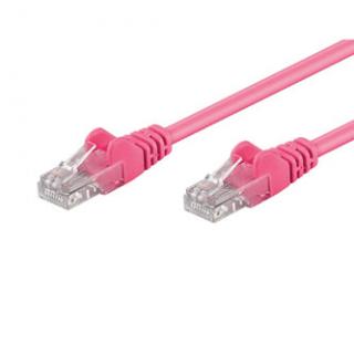 Sieťový LAN kabel UTP patchcord, Cat.5e, RJ45 samec - RJ45 samec, 0.5 m, netienený, ružový