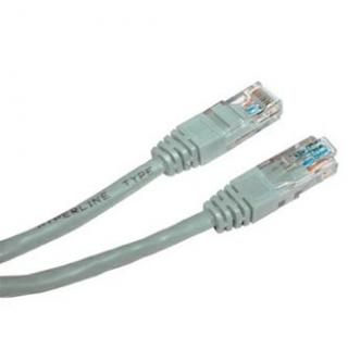 Sieťový LAN kabel UTP patchcord, Cat.5e, RJ45 samec - RJ45 samec, 1 m, netienený, CCA, šedý, economy