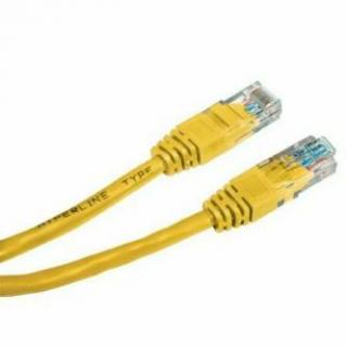 Sieťový LAN kabel UTP patchcord, Cat.5e, RJ45 samec - RJ45 samec, 5 m, netienený, žltý, economy
