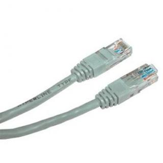 Sieťový LAN kabel UTP patchcord, Cat.5e, RJ45 samec - RJ45 samec, 7 m, netienený, šedý, Logo