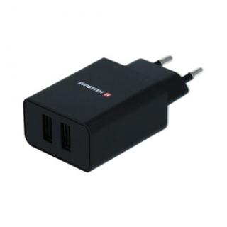 SWISSTEN Sieťový adaptér 10W, 2 porty, USB-A, kábel Lightning Mfi, Smart IC