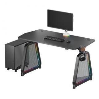 ULTRADESK Herný stôl BOOSTER, 136x70,5 cm, 75 cm, RGB podsvietenie, držiak slúchadiel aj nápojov