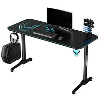 ULTRADESK Herný stôl FRAG - BLUE V3, 140x60 cm, 76 cm, s XXL podložkou pod myš, s ultradesk BEAM, držiak slúchadiel aj nápojov