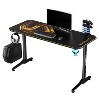 ULTRADESK Herný stôl FRAG - GOLD V3, 140x60 cm, 76 cm, s XXL podložkou pod myš, s ultradesk BEAM, držiak slúchadiel aj nápojov