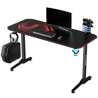 ULTRADESK Herný stôl FRAG - RED V3, 140x60 cm, 76 cm, s XXL podložkou pod myš, s ultradesk BEAM, držiak slúchadiel aj nápojov