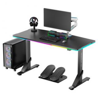 ULTRADESK Herný stôl IRON, 132,5x60,5 cm, 71-81  cm, mechanicky nastaviteľná výška,RGB podsvietenie