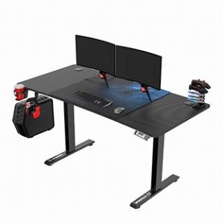 ULTRADESK Herný stôl LEVEL V2 BLUE, 140x68cm, 72-117cm, elektricky nastaviteľná výška, s XXL podložkou pod myš, držiak slúchadiel