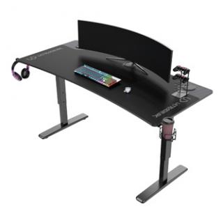 ULTRADESK Herný stôl Ultradesk CRUISER BLACK, 160x70 cm, 66-82 cm, držiak slúchadiel, 3 otvory pre káble, výškovo nastaviteľný, s