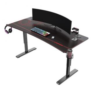 ULTRADESK Herný stôl Ultradesk CRUISER RED, 160x70 cm, 66-82 cm, držiak slúchadiel, 3 otvory pre káble, výškovo nastaviteľný, s XX