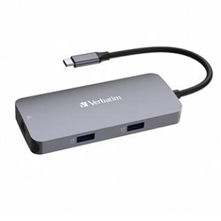 USB (3.2) hub 5-port, 32150, šedá, dĺžka kábla 15cm, Verbatim, 1x USB C, 2x USB A, 1x HDMI