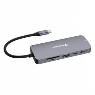 USB (3.2) hub 9-port, 32152, šedý, dĺžka kábla 15cm, Verbatim, 2x USB C, 3x USB A, 1x HDMI, čítačka SD a microSD