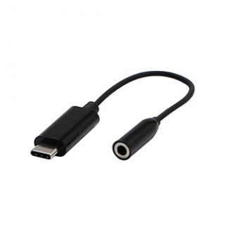 USB/Audio prevodník, USB C samec - Jack (3.5mm) samica, stereo, čierna