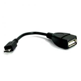 USB kábel (2.0), microUSB samec - USB A samica, 0.15m, OTG, čierny