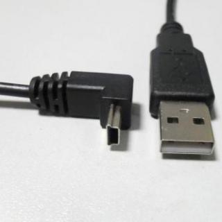 USB kábel (2.0), USB A samec - miniUSB samec, 1.8m, lomený 90°, čierny