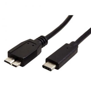 USB kábel (3.0), USB C samec - USB micro B samec, 1m, guľatý, čierny, plastic bag