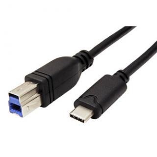 USB kábel (3.0), USB C samec - USB3.0 B samec, 3m, guľatý, čierny, plastic bag, SuperSpeed