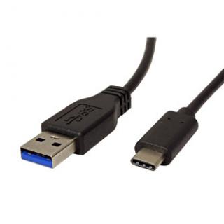 USB kábel (3.1), USB A samec - USB C samec, 1m, guľatý, čierny, plastic bag