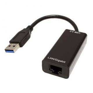 USB/LAN adaptér (3.0), USB A samec - RJ45 samica, čierna, Gigabit Ethernet