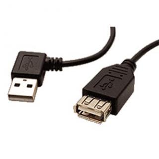 USB predlžovačka (2.0), USB A samec - USB A samica, 0.3m, lomený 90° (VĽAVO), čierny