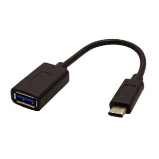 USB redukcia (3.0), USB C samec - USB A samica, 0.15m, guľatý, čierny, plastic bag, OTG kábel