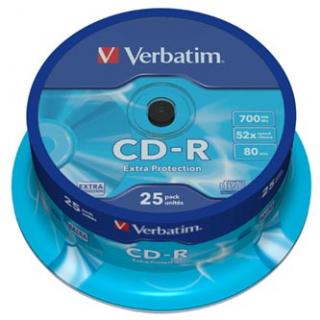 Verbatim CD-R, 43432, Extra Protection, 25-pack, 700MB, 52x, 80min., 12cm, bez možnosti potlače, cake box, pre archiváciu dát