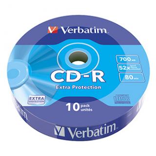 Verbatim CD-R, 43725, Extra Protection, 10-pack, 700MB, 52x, 80min., 12cm, bez možnosti potlače, wrap, pre archiváciu dát