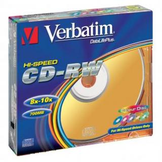 Verbatim CD-RW, 43167, SERL High-Speed Colour, 5-pack, 700MB, 12x, 80min., 12cm, bez možnosti potlače, slim box, pre archiváciu dá