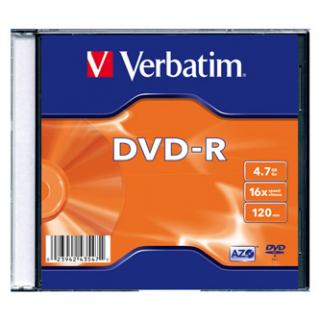 Verbatim DVD-R, Matt Silver, 43547, 4.7GB, 16x, slim box, 1 ks, bez možnosti potlače, 12cm, pre archiváciu dát