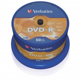 Verbatim DVD-R, Matt Silver, 43548, 4.7GB, 16x, spindle, 50-pack, bez možnosti potlače, 12cm, pre archiváciu dát