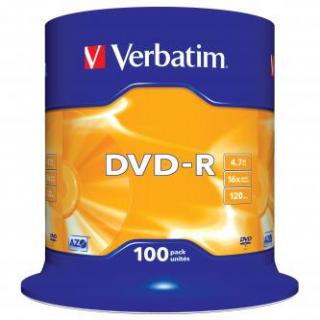 Verbatim DVD-R, Matt Silver, 43549, 4.7GB, 16x, spindle, 100-pack, bez možnosti potlače, 12cm, pre archiváciu dát