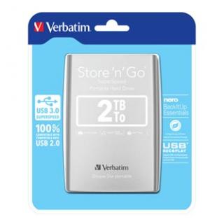 Verbatim externý pevný disk, Store N Go, 2.5", USB 3.0 (3.2 Gen 1), 2TB, 53189, strieborný