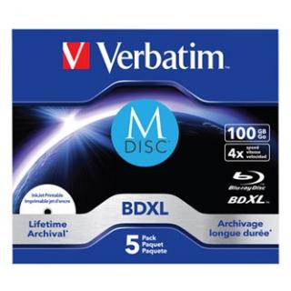 Verbatim MDISC, Lifetime archival BDXL, 100GB, jewel box, 43834, 4x, 5-pack