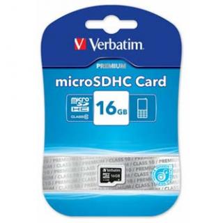 Verbatim pamäťová karta Micro Secure Digital Card Premium, 16GB, micro SDHC, 44010, UHS-I U1 (Class 10)
